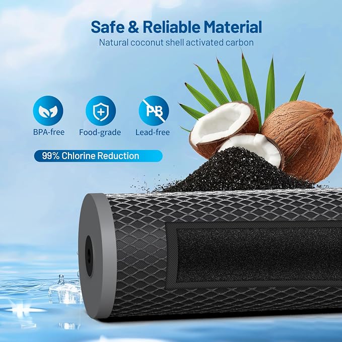 5 Micron 10" x 4.5" Whole House Carbon Block Water Filter Cartridge, 1 Pack | CTO Carbon Water Filter Replacement for FC15B, CTO10BB, EP-BB, EPM-BB, CTO-F10B-5, CB-45-1005, WFHDC8001