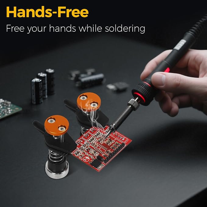 NOEVSBIG Magnetic Helping Hands Clamp Metal Adjustable Third Hand Stand | Soldering Holder For Small Electronics, Hobby DIY Craft, PCB Repair, Precise Work, Exclusive Dual-Head Ultra-Grip