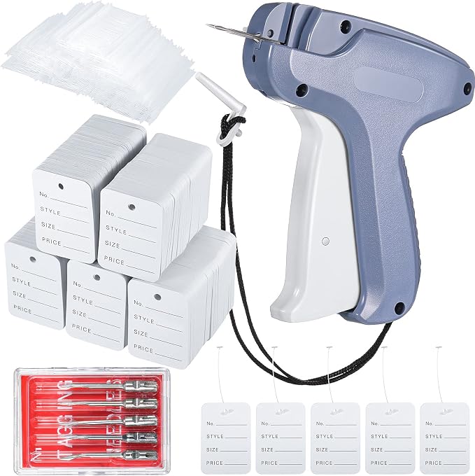 6006 Pcs Clothes Garment Tag, Tagging Gun for Clothing with 6 Needles Attacher Garment Tag Price Tags 2 Inch Standard Plastic Fasteners Barbs Clothing Paper Size Name Style Steel(Gray)