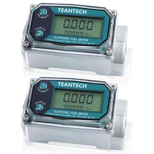 2 Pack 1in Digital Turbine Fuel Flow Meter, High Accuracy Diesel Flow Meter with NPT Counter, Digital LCD with 5 Units, Auto Shut Off, for Gasoline/Kerosene/Water
