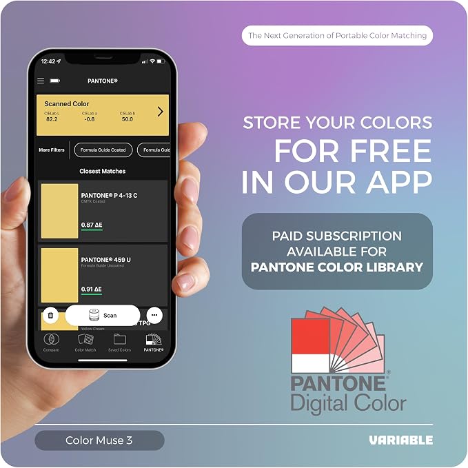 COLOR MUSE 3 Portable Color Matching and Paint Scanner Device – Wireless Digital Colorimeter Sensor for Accurate Color and Sheen Detection – Pocket-Sized, Easy Carry, Indoor/Outdoor Projects – Black