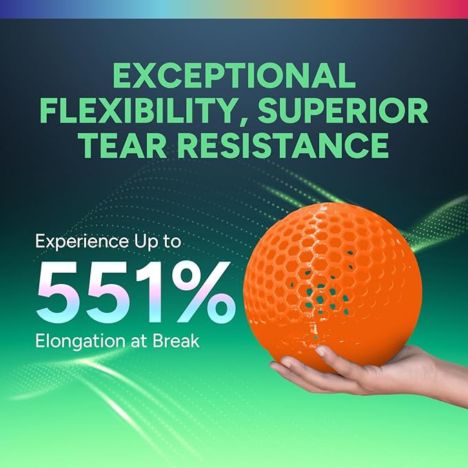 OVERTURE TPU 95A Flexible 3D Printer Filament 1.75mm | High Elasticity & Durability Filament,1kg Spool(2.2lbs),Fit Most FDM Printer(TPU Orange)