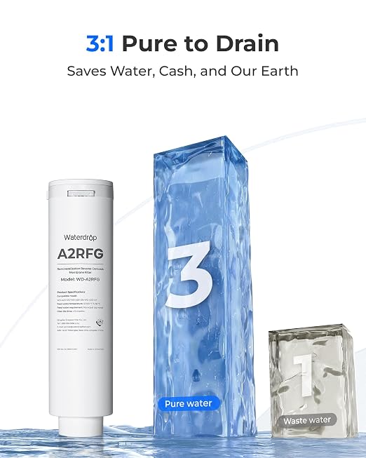 Waterdrop A2RFG Filter, Replacement for A2G RO System, 12-Month Lifetime | Mineral Filter, Enhanced Filtration, Long Filter Lifespan, Easy and Quick Filter Replacement