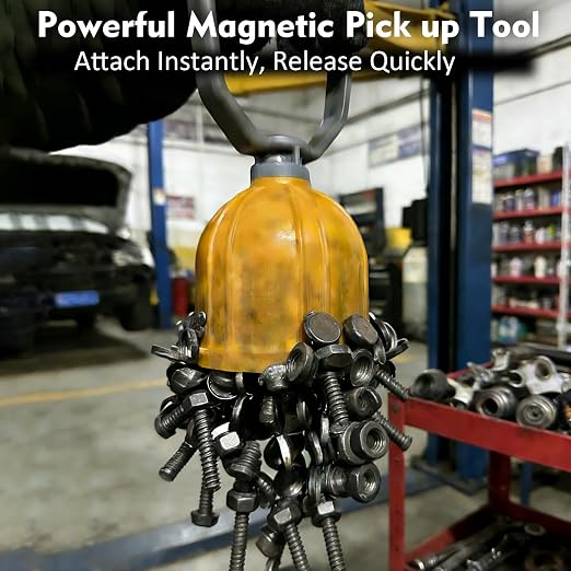 MUTUACTOR 1PCS Magnetic Pickup Tool with Release,Flexible Handhold Strong Magnets Tools for Sweepers,Quick Release Lifting Magnet with Handle for Collecting Dropped Nails/Screws Other Small Parts
