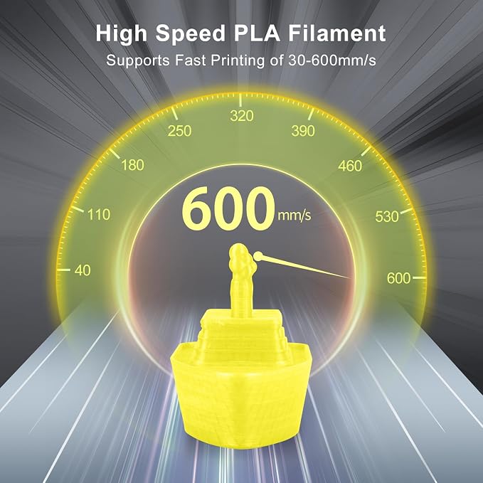 IEMAI Clear PLA Filament 1.75mm Yellow 1kg, Glossy Transparent Finish 3D Printer Filament Up to 600mm/s High Speed Printing for Lampshades, Home Décor & Creative DIY