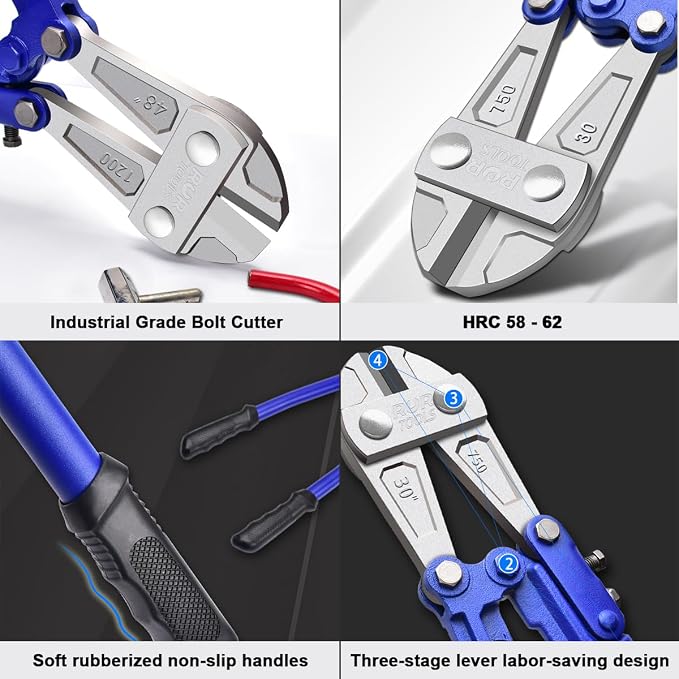 ZrgGea Bolt Cutter 42 inch | Heavy Duty Bolt Cutters | Industrial-Grade Heavy-Duty Bolt Cutters, Forged from T8 Alloy Steel, Hardness HRC62, Knives for Cutting Rebar, Screws, Fences and Padlocks
