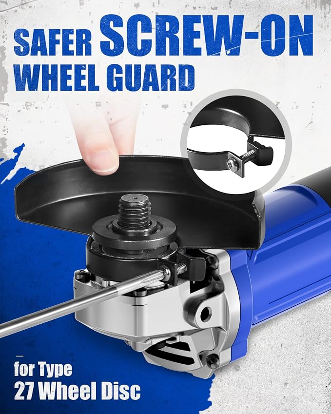 AVID POWER Angle Grinder 4-1/2 inch Electric Grinder Tools 750W 6.5 Amp Metal Grinder, 11500 RPM, with Grinding Wheels, Auxiliary Handle, Wrench for Grinding - Blue