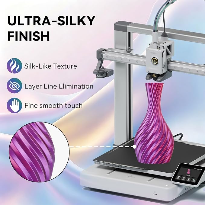 Kingroon PLA Filament, Multicolor Silk PLA Filament, Tri Color 3D Printer Filament, 1.75 mm, Dimensional Accuracy +/- 0.03 mm, 1kg Spool(2.2lbs), Red Gold Purple