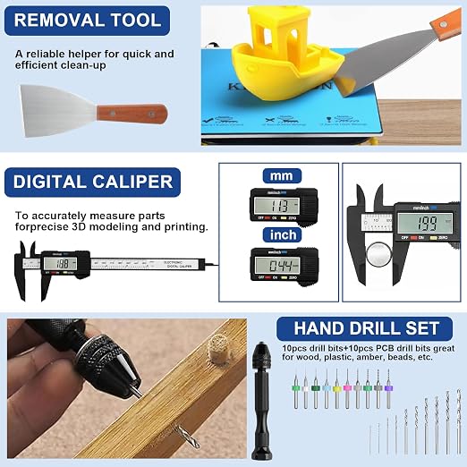 201PCS 3D Printer Tools Kit, 3D Printer Accessories for 3D Printer Modeler Basic Tools Diverse,Including Nozzle Cleaning Kit,Polishing Machine,Deburring Tool for Remove/Trim and Finish 3D Print