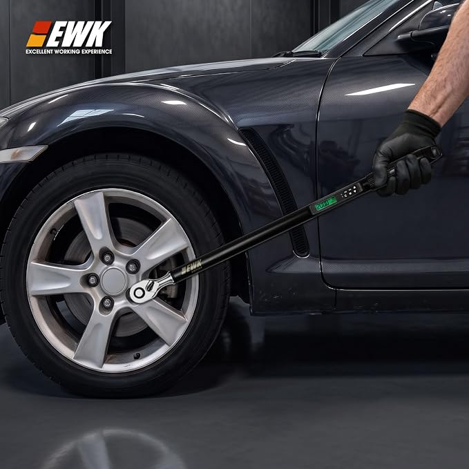 EWK 1/2" Drive Digital Torque Wrench 12.5-250 ft-lbs (17-340 Nm), High-Precision and Easy-to-Read, ±1.5% Accuracy for Car, Truck, Motorcycle & DIY Repairs | ISO 6789, ±1.5% clockwise / ±2.5% counterclockwise, LCD Display, LED Buzzer Vibration Alert, 30...
