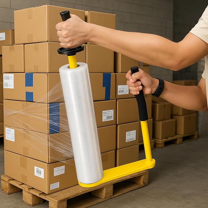 Stretch Film Dispenser Heavy Duty Industrial Stretch Wrap Handle Adjustable 14-20 Inch Pallet Wrap Dispenser Compatible with 2" & 3" Core Rolls Warehouse Packaging Tool for Shipping Moving(2 Pack)