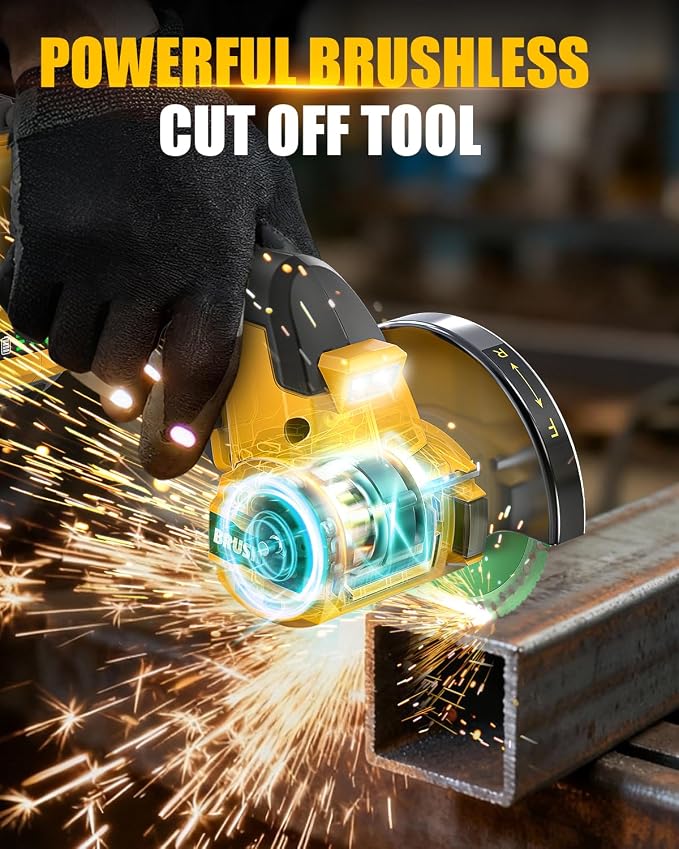 Ecarke Cordless Cut Off Tool Compatible with DeWalt 20V Battery, 4" Circular Saw Brushless Motor with Blades, 18,000 RPM Mini Cut Off Tool Kit for Wood/Metal/Plastic/Tile/Stone Cutting (Tool Only)