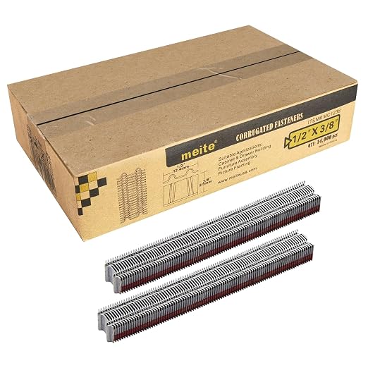 meite Corrugated Fasteners MC1212 1/2-Inch Crown by 1/2-Inch Length Micro Corrugated Fasteners W Staples (10,000 Counts/Box)