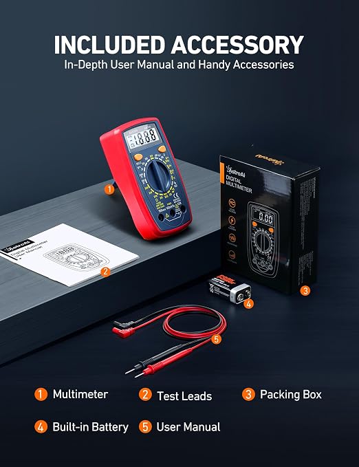 AstroAI Digital Multimeter Tester 2000 Counts with DC AC Voltmeter and Ohm Volt Amp Meter; Measures Voltage, Current, Resistance, Continuity and Diode, Blue