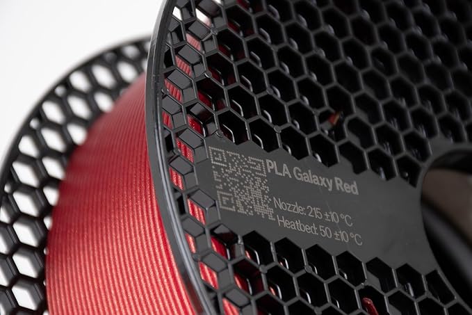 Prusament Premium PLA Galaxy Red 1.75mm 1kg 3D Printer Filament | PLA filament with ±0.02 mm precision, low warping, and reliable, tangle-free printing for beginners and professionals.