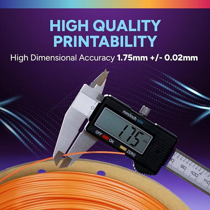 OVERTURE High Speed TPU 95A Flexible 3D Printer Filament 1.75mm | High Elasticity & Durability Filament,1kg Spool(2.2lbs),Fit Most FDM Printer(HS TPU Orange)