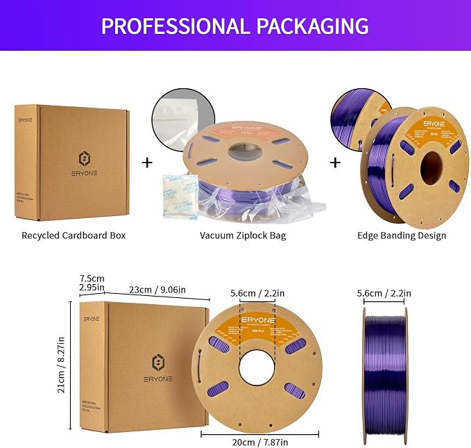 ERYONE Silk PLA Filament for 3D Printer 1.75mm +/- 0.03mm, Shiny Filament 1kg (2.1lbs)/Spool, Dark Purple