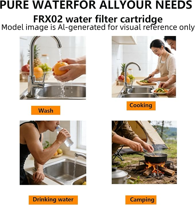FRX02 Ceramic Water Filter Candle Compatible with W9223021 Franke 02 FRX-02 FRX02 FR9455 FRX-01 and SC-25-FR, Franke Triflow,Filterflow systems(2 Pack)