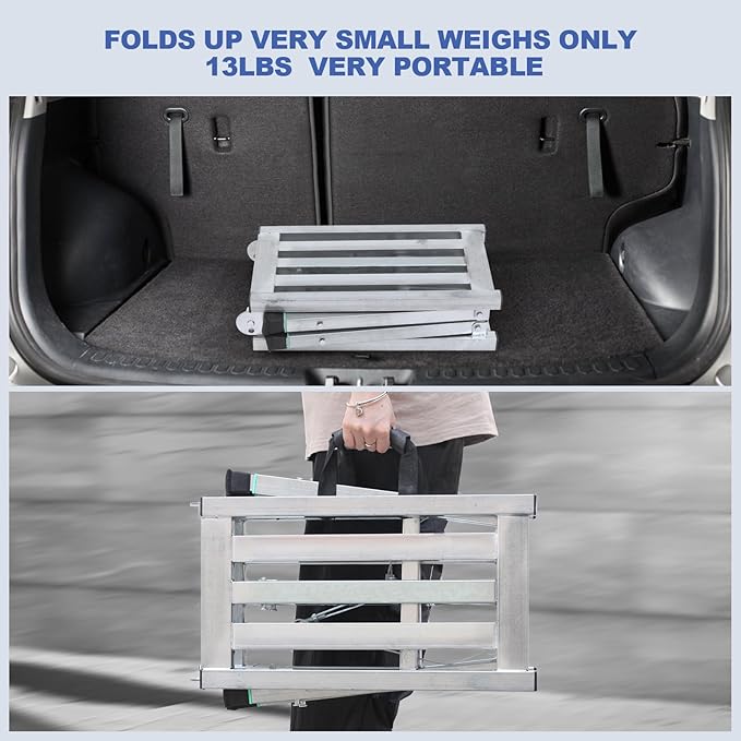 Adjustable Work Platform with 400 lb Duty Rating, Steel Step Ladder, Portable Folding Scaffolding Platform for RV Cleaning High Painting Walls, Drywall, Decorating (100 CM)