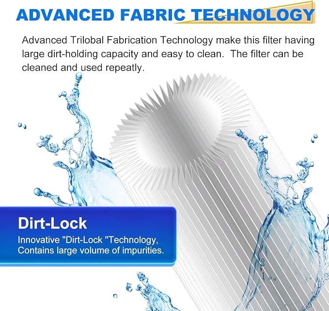 GOLDEN ICEPURE 5 Micron 20" x 4.5" Whole House Sediment Pleated Water Filter Compatible for ECP5-BB, AP810-2, HDC3001, SPC-45-1005, CP5-BB, ECP1-20BB, 2PACK