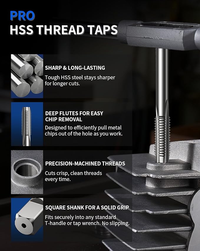 M6 x 1.0 Metric Thread Repair Kit, with HSS Drill Bit, Tap, Counterbore & Installation Driver, M6 x 1.0 Solid 304 Stainless Steel Inserts (10 Pcs, 11.7 mm Length)