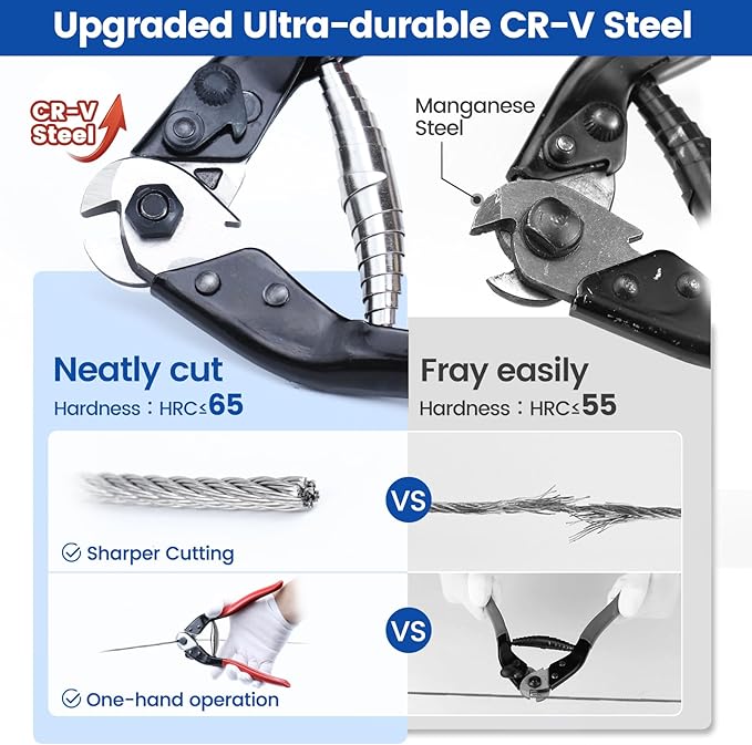 Muzata 1 Pack Cable Railing Crimping Tool CR09 Bundle 1 Pack Cable Cutter CR12