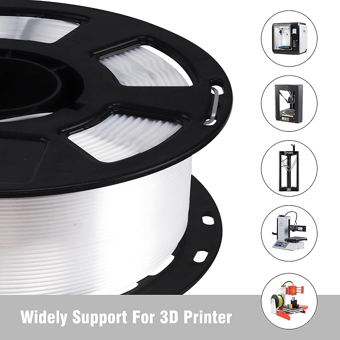 Silk Pearlescent Shiny Pearl White PLA Filament, 1kg 2.2lbs 1.75mm 3D Printing Material, Widely Support for FDM 3D Printer, Pack with Extra Filament Sample by BBLIFE