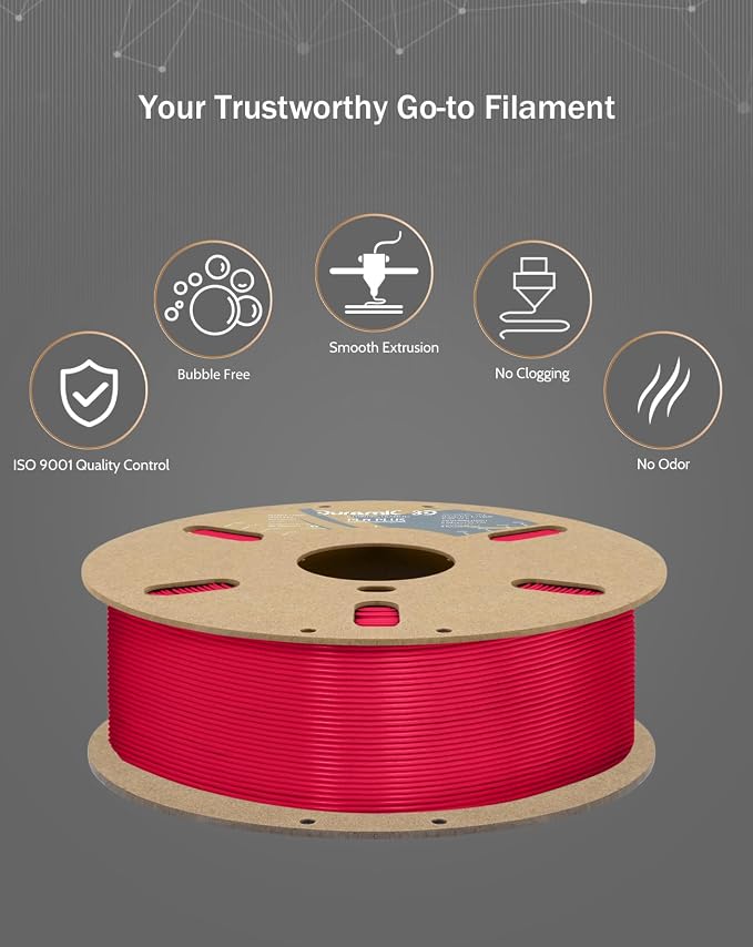 DURAMIC 3D PLA+ Printer Filament 1.75mm PLA Plus Neatly 2Kg Spool(2.2lbs) | PLA Pro Tougher and Stronger, Dimensional Accuracy Probability +/- 0.02mm Wine red