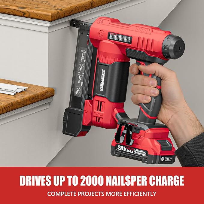 ALLOYPOWER 18 Gauge Nail Gun Battery Powered, 2 in 1 Cordless Brad Nailer/Electric Stapler with 2.0Ah Battery and Charger,1000pcs Nails and 500pcs Staples Included for Home Improvement & Woodworking