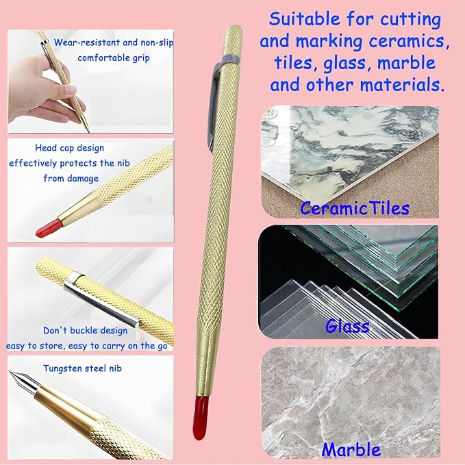 Glass Cutting Tool Kit with 8" Running Pliers with Curved Jaws, 6" Breaker Pliers, Glass Cutter 2-20mm, Replacement Blades, Screwdriver, Storage Bag for Stained Glass, Tiles, Mosaic