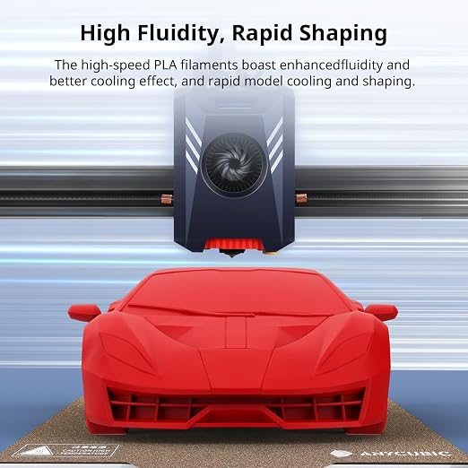 ANYCUBIC High Speed 3D Printer Filament 1.75mm, Rapid PLA Filament with High Prints Quality, Dimensional Accuracy +/- 0.02mm, Print with Most FDM 3D Printers, 1KG Reusable Spool, Bright Red