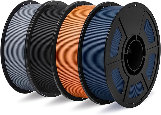 IEMAI Carbon Fiber PETG Filament 1.75mm Bundle 4KG, PETG-CF 3D Printer Filament with Dimensional Stability & Low Warpage, High Stiffness, 1kg Spool 4 Rolls Black+Gray+Orange+Blue