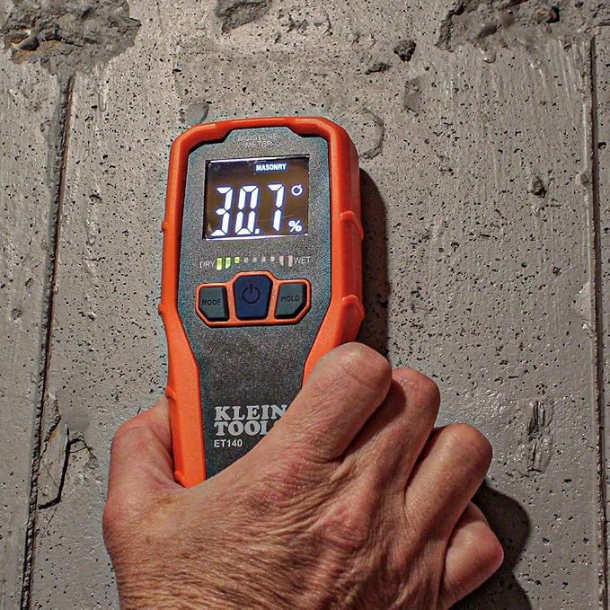 Klein Tools IR5 Dual Laser 12:1 Infrared Thermometer & ET140 Pinless Moisture Meter for Non-Destructive Moisture Detection in Drywall, Wood, and Masonry; Detects up to 3/4-Inch Below Surface