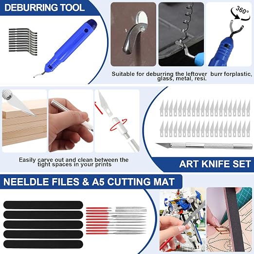 201PCS 3D Printer Tools Kit, 3D Printer Accessories for 3D Printer Modeler Basic Tools Diverse,Including Nozzle Cleaning Kit,Polishing Machine,Deburring Tool for Remove/Trim and Finish 3D Print