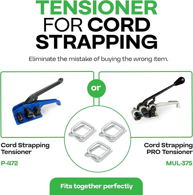 Cord Strapping Buckles 1 1/4", Pack of 25 - Heavy-Duty Wire Buckles with Galvanized Coating for Соmposite Cord Strap - Reusable and Superior Breaking Strength Metal Buckle by IDL Packaging