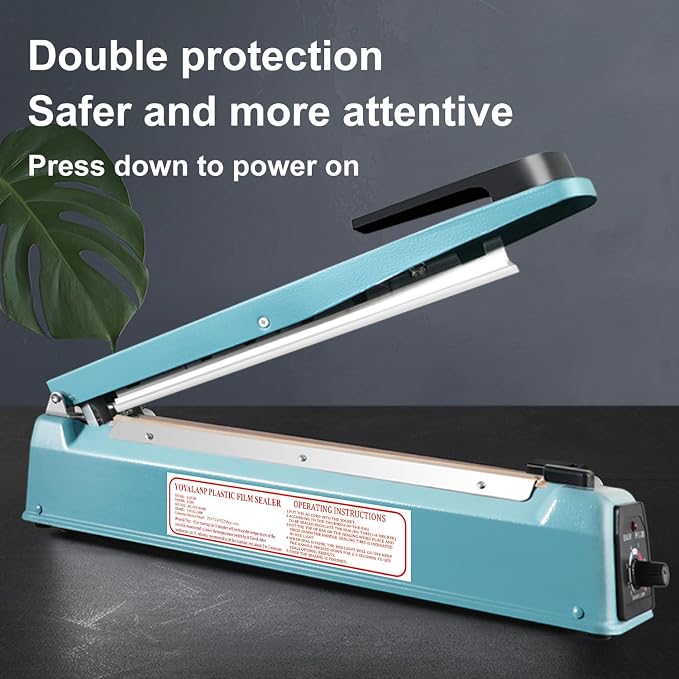 Metal body,Impulse Sealer 12 inch, Manual Heat Sealer Machine for Plastic Bags, Shrink Wrap Bag Sealers Heavy Duty Sealing Machine With Repair Kit (Blue)