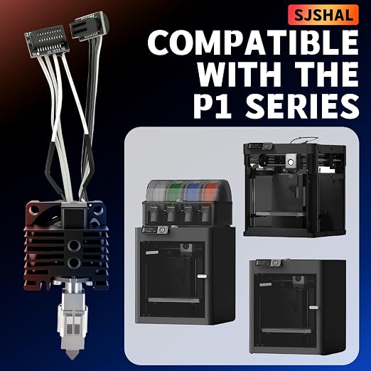 Bamboo Lab P1P, P1S Hotend Complete Kit, Full Assembly Hardened Steel Hot End with 0.4mm Nozzle, Cooling Fan, Thermistor,and Extruder Heating Block Replacement for P1 Series 3D Printer