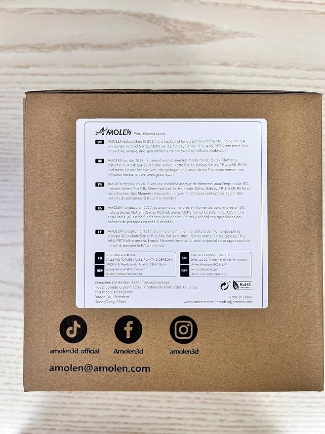 AMOLEN PETG Filament 1.75mm,PETG 3D Printer Filament Bundle,Black,White,Red,Blue Filament,3D Printing Filament Bundle,250g X 4 Spools 4 Colors Multi Color Bundle
