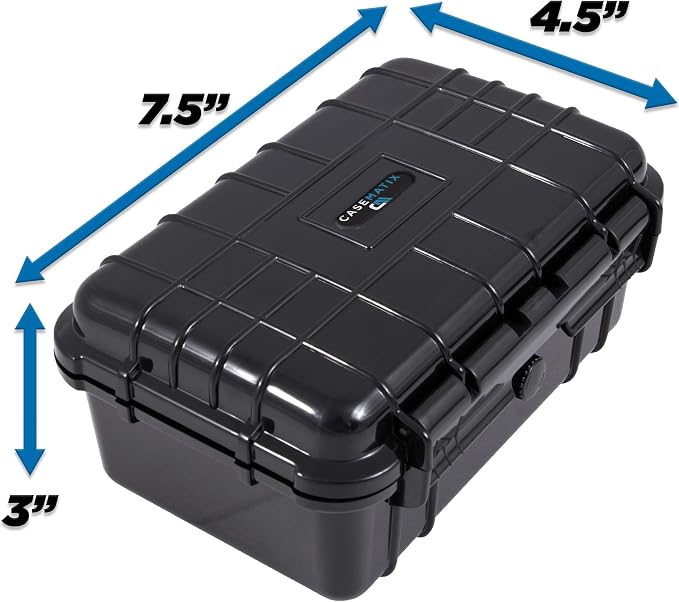 CASEMATIX 8" Waterproof Small Hard Case with Customizable Foam for Portable Electronics, Tools and Accessories - Hard Shell Small Plastic Case with Pre-Diced Travel Case Foam Interior