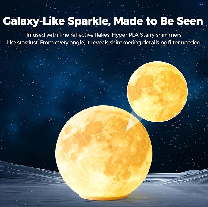 Creality Hyper PLA Starry Galaxy 3D Printer Filament, Sparkle PLA 1.75mm, Shimmering Stardust Finish, High Speed RFID Smart Filament, Smooth Shine Fits for Most 3D Printers