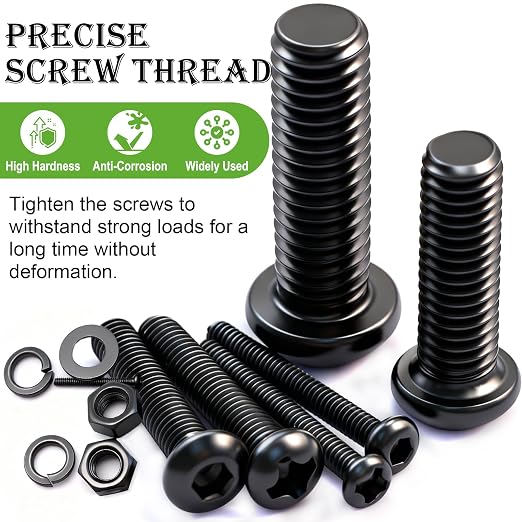 mxuteuk 2040PCS Metric Screws Nuts and Bolts Assortment Kit,M2 M3 M4 M5 M6 Machine Screws,Black Zinc Plated Hex Socket Button Head & Phillips Pan Head Screw for 3D Printing,DIY Projects