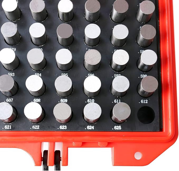 Accusize Industrial Tools Steel Pin Gauge Set, 0.501"-0.625", P3(+) | 125 Pc, Class ZZ, Plus Tolerance, 2" OAL, Steel, Electro-Etched Sizes