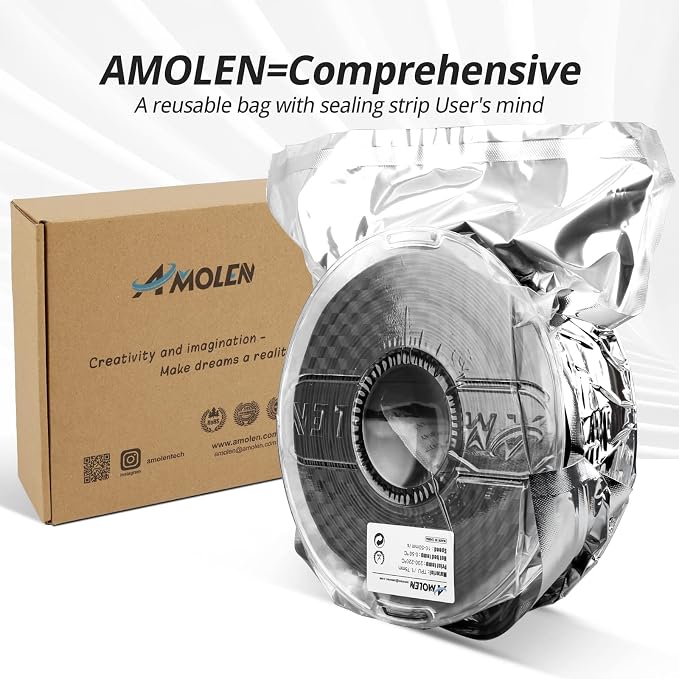 AMOLEN 95A TPU 3D Printer Filament 1.75mm, High Hardness & Resilience TPU Basic Black Filament, 1KG Flexible 3D Filament, Dimensional Accuracy +/- 0.02mm, Suitable for Most FDM 3D Printers