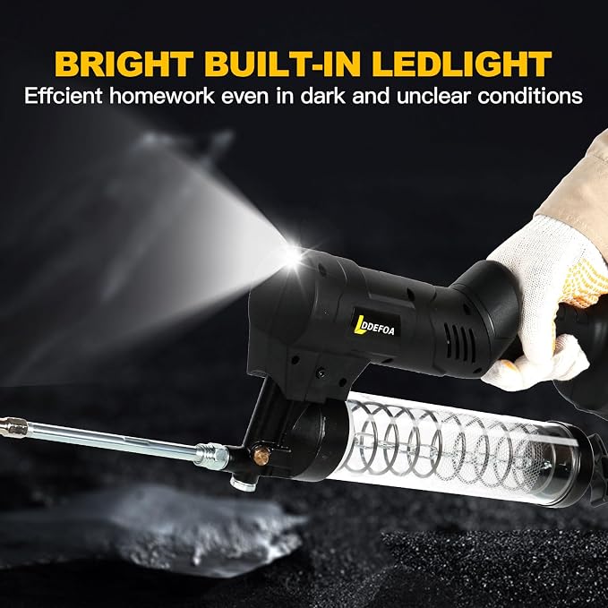 Electric Grease Gun, Upgraded Cordless Grease Gun 2-in-1 Dual Pistol & In-Line Grip, 12000 PSI 7oz/min Flow, 2×4.0Ah battery , 39.4" & 11.8" grease gun hose 4 Couplers Light, for Farm Truck Mechanics