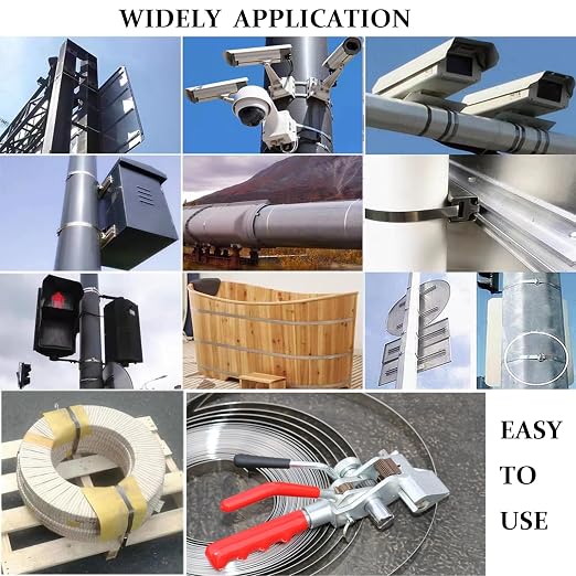 Steel Banding Strapping Kit Strapping Tool Pallet Metal Belt Packaging Tensioner and Cutter Machine with 100pcs Buckle 3/4" x 100 Feet Steel Banding Coil