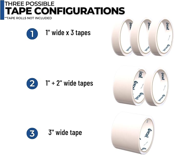 ICO by Excell Triple Premium Extra Wide Metal Multi-Rolls Desktop Tape Dispenser, ET-13371, 3 inch Wide, 3 inch Core