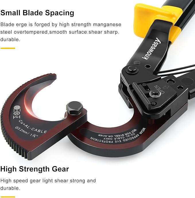 Ratchet Cable Cutter,Knoweasy Upgraded Cable Cutter and Ratchet Wire Cutter Works for Aluminum and Multi-core Cables up to 240mm