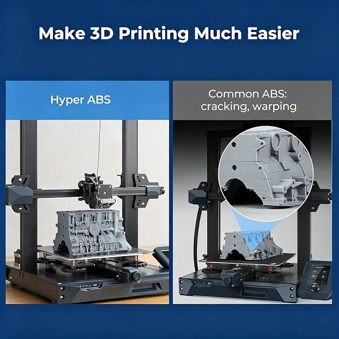 Creality ABS Filament 1.75mm 1KG, High-Speed 3D Printer ABS Filament Up to 350mm/s, High Impact Resistance, Odorless Non-Toxic and Without Stringing or Clogging, Fit Most FDM 3D Printers, Grey
