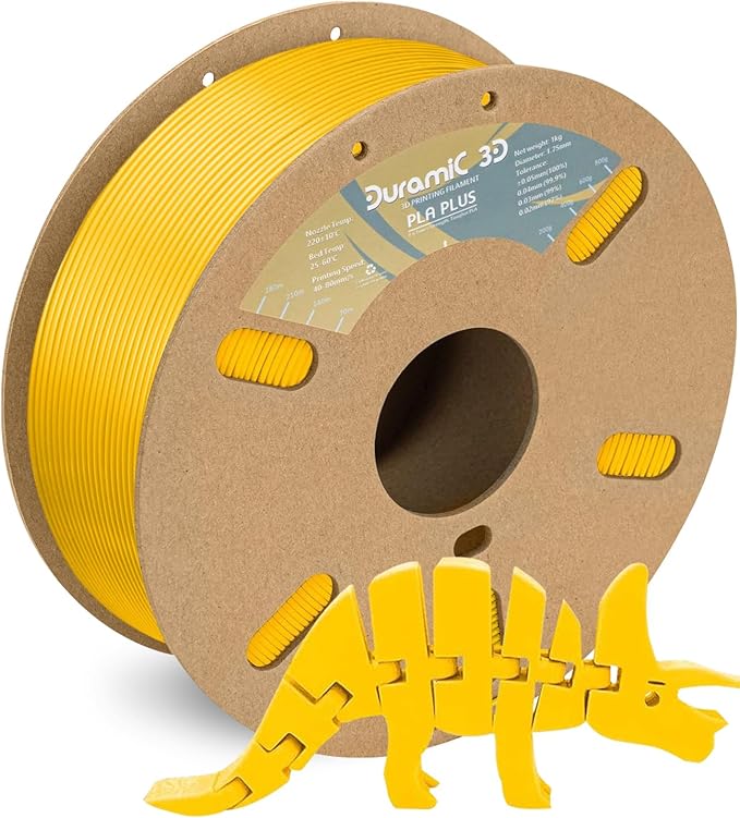DURAMIC 3D PLA+ Printer Filament 1.75mm PLA Plus Neatly 2Kg Spool(2.2lbs) | PLA Pro Tougher and Stronger, Dimensional Accuracy Probability +/- 0.02mm Yellow