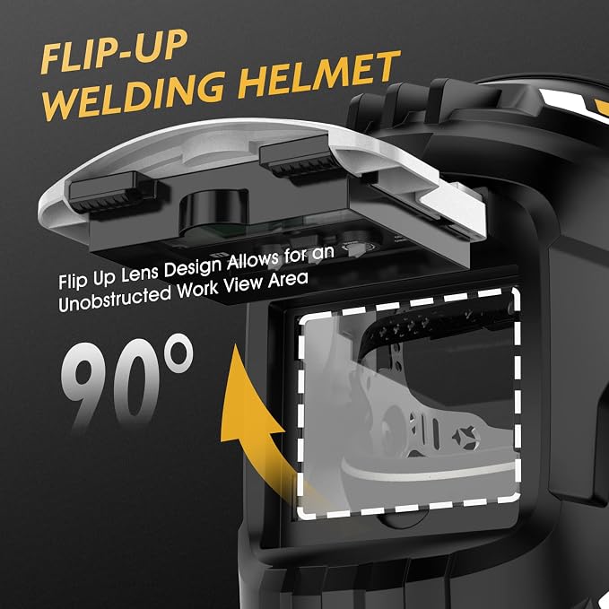 TOOLIOM Auto Darkening Welding Helmet True Color 1/1/1/1 Flip Front Welding Hood with Adjustable Shade Range 4/9-13 Solar/Battery Powered Welding Mask for TIG MIG Stick Welder Helmet